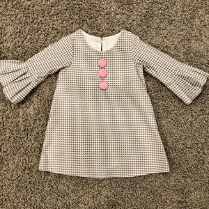 NWT baby girl houndstooth dress with pink buttons